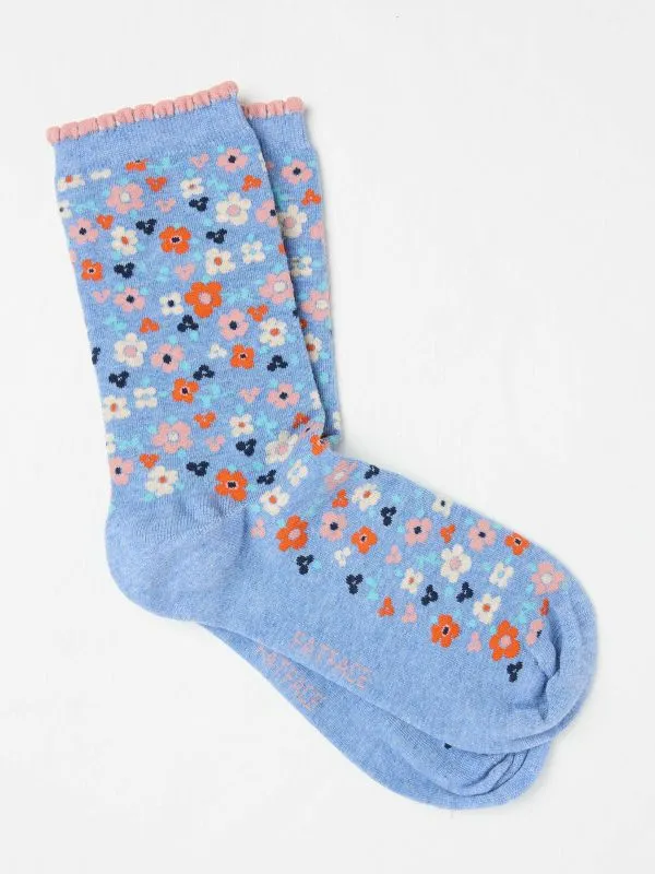 Fat Face Socks Women Blue Floral Socks