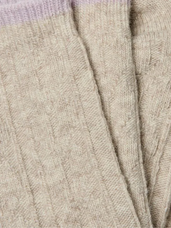 Fat Face Socks Women Lilac Purple Cable Cashmere Blend Socks