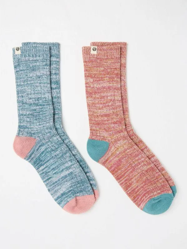 Fat Face Socks Women Multi Colour 2 Pairs Of Boots Socks