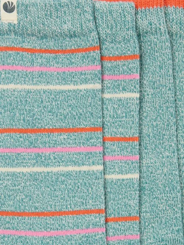 Fat Face Socks Women Multi Colour 2 Pairs Of Striped Boots Socks