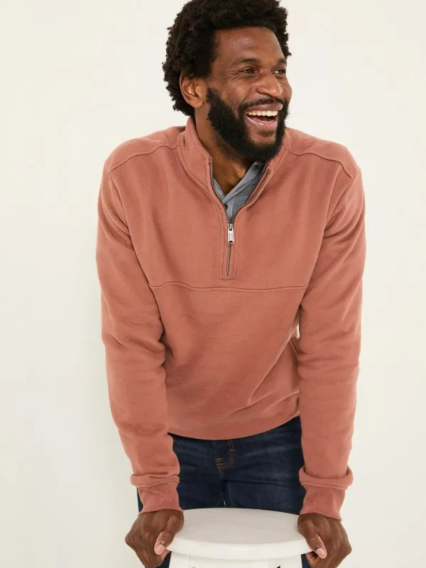Fat Face Sweatshirts and Hoodies Men Brooke Rust Brown Half Neck Sweatshirt