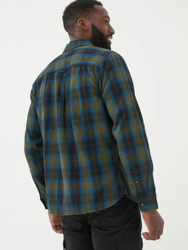 Fat Face Tall Collection Men Blue Long Sleeve Kent Check 100 Cotton Shirt