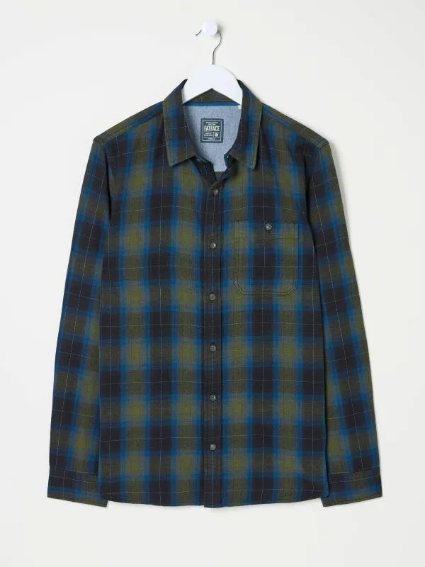 Fat Face Tall Collection Men Blue Long Sleeve Kent Check 100 Cotton Shirt