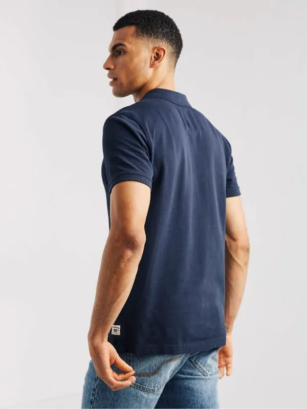 Fat Face Tall Collection Men Blue Pique Polo Shirt
