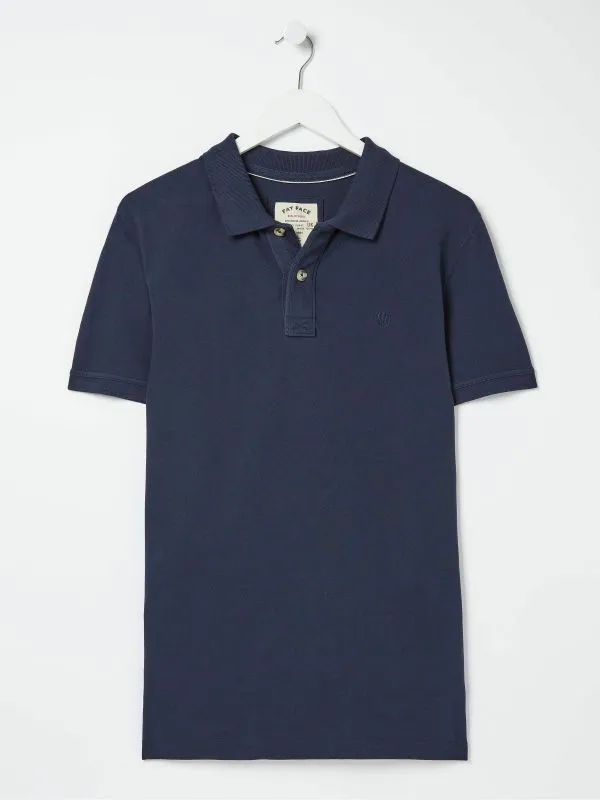 Fat Face Tall Collection Men Blue Pique Polo Shirt