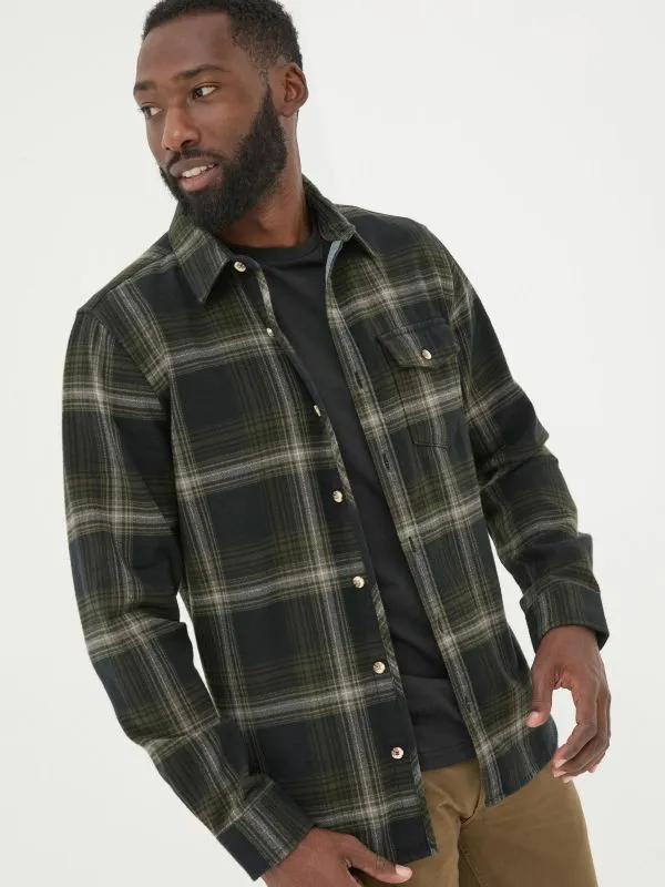 Fat Face Tall Collection Men Dark Green Long Sleeve Selford Check Shirt