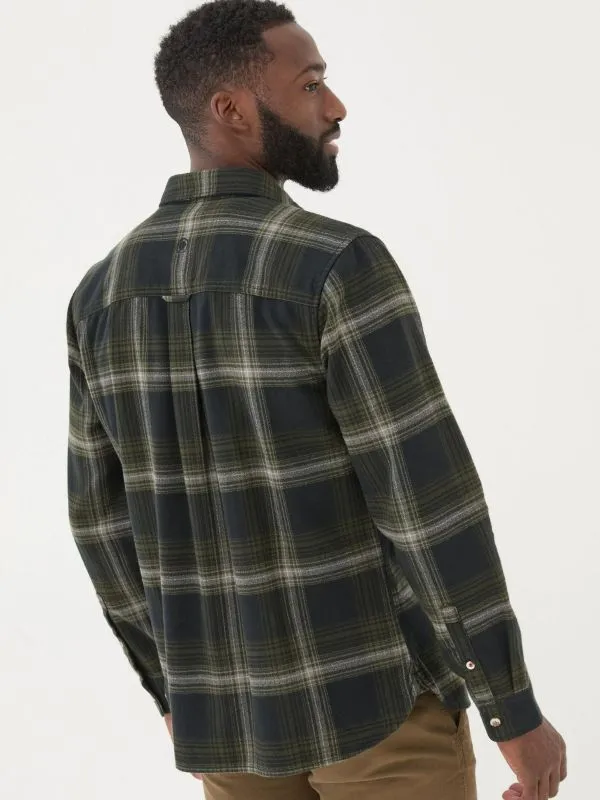 Fat Face Tall Collection Men Dark Green Long Sleeve Selford Check Shirt