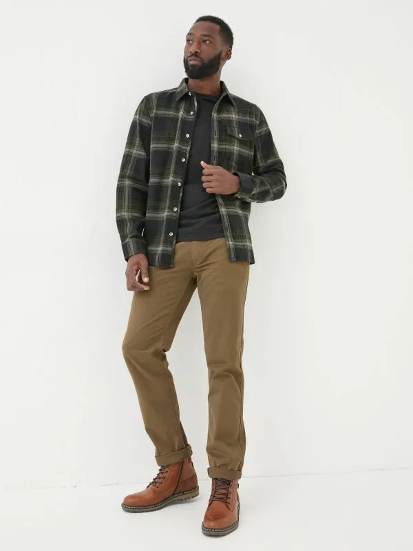 Fat Face Tall Collection Men Dark Green Long Sleeve Selford Check Shirt
