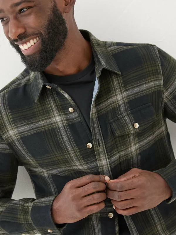 Fat Face Tall Collection Men Dark Green Long Sleeve Selford Check Shirt
