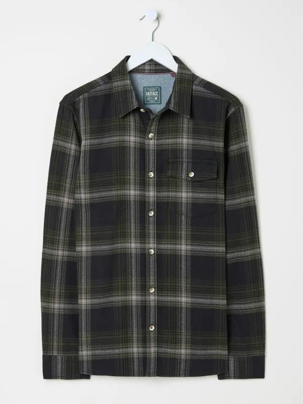 Fat Face Tall Collection Men Dark Green Long Sleeve Selford Check Shirt
