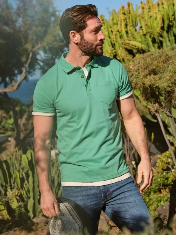 Fat Face Tall Collection Men Green Perranporth Polo Shirt