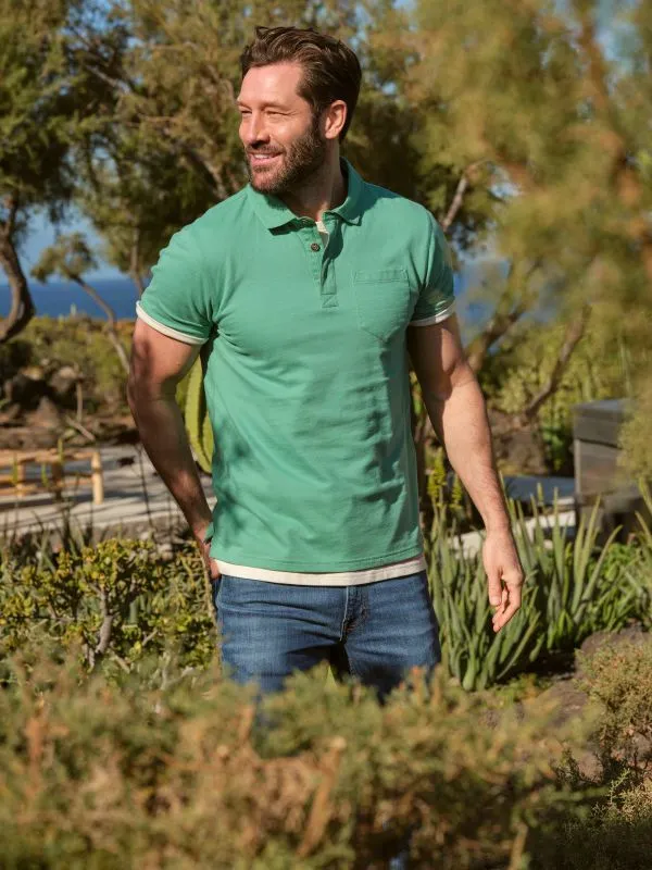 Fat Face Tall Collection Men Green Perranporth Polo Shirt