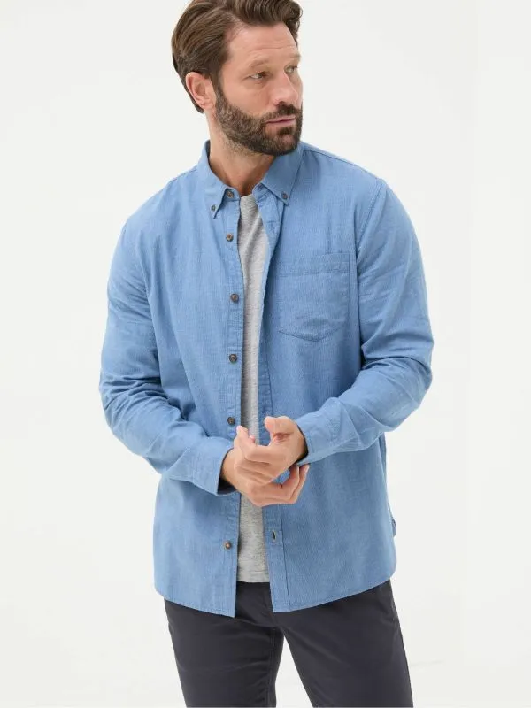 Fat Face Tall Collection Men Light Blue Long Sleeve Tadlow Shirt