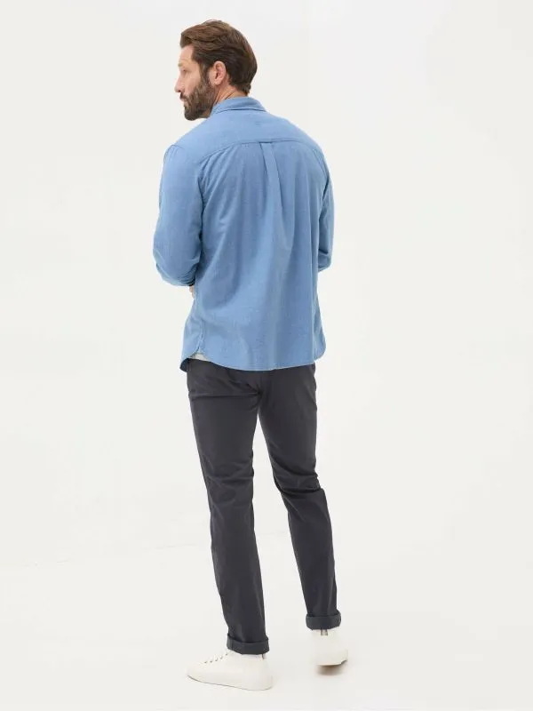 Fat Face Tall Collection Men Light Blue Long Sleeve Tadlow Shirt