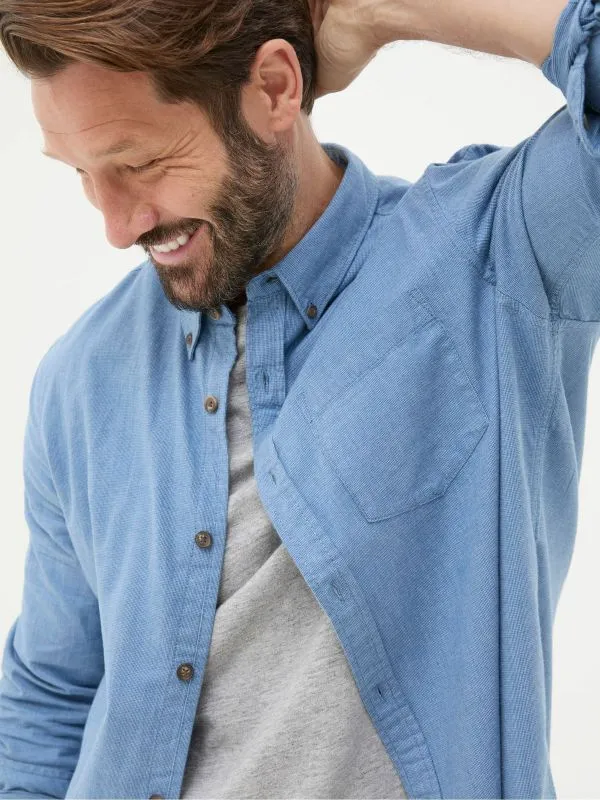 Fat Face Tall Collection Men Light Blue Long Sleeve Tadlow Shirt