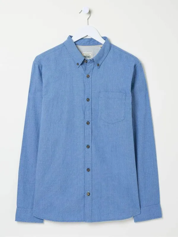 Fat Face Tall Collection Men Light Blue Long Sleeve Tadlow Shirt