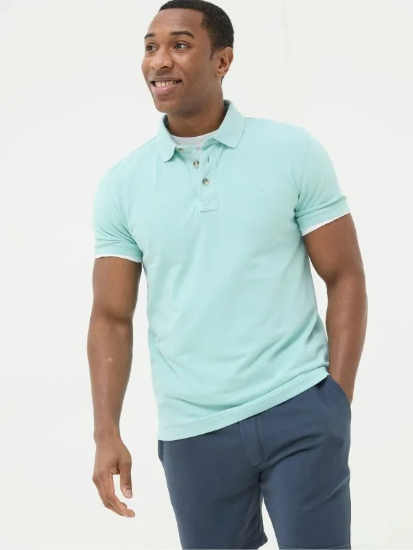 Fat Face Tall Collection Men Turquoise Blue Pique Polo Shirt