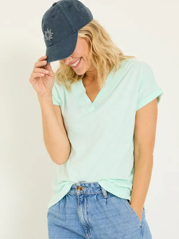Fat Face Tops and TShirts Women Tansy Mint Green 100 Organic Cotton VNeck TShirt