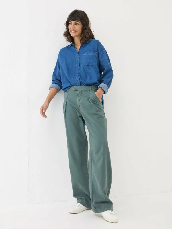Fat Face Trousers and Leggings Women Saffron Blue Wide Leg Trousers