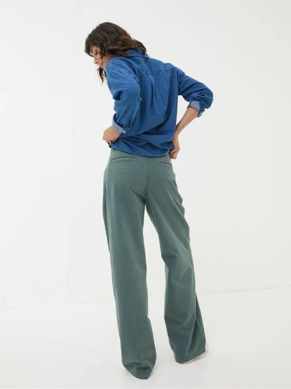 Fat Face Trousers and Leggings Women Saffron Blue Wide Leg Trousers