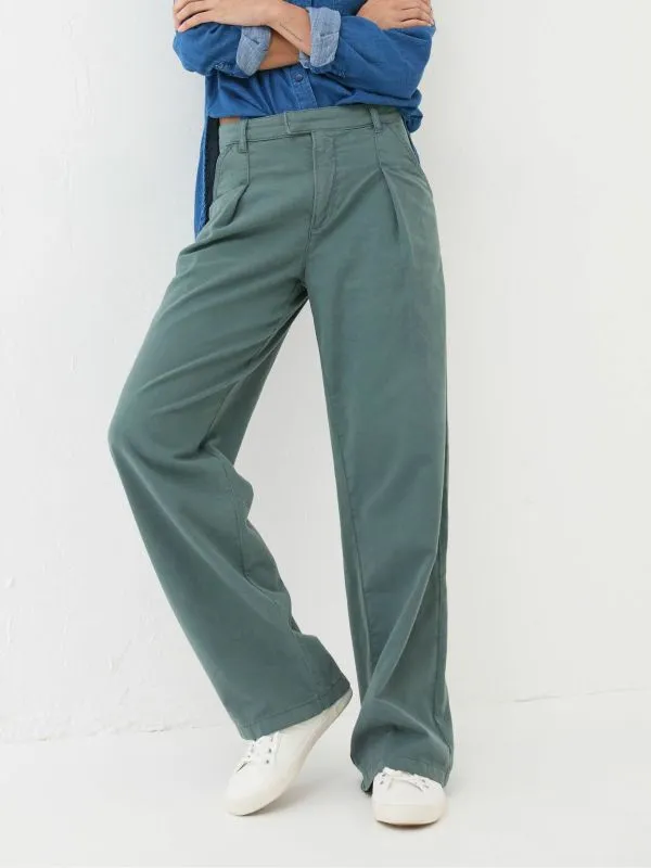 Fat Face Trousers and Leggings Women Saffron Blue Wide Leg Trousers