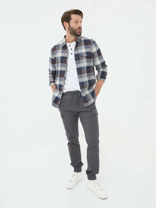 Fat Face Trousers Men Kent Grey Cuffed Cargo Trousers