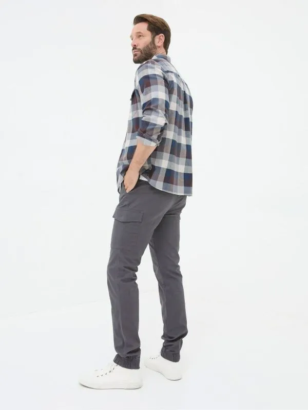 Fat Face Trousers Men Kent Grey Cuffed Cargo Trousers