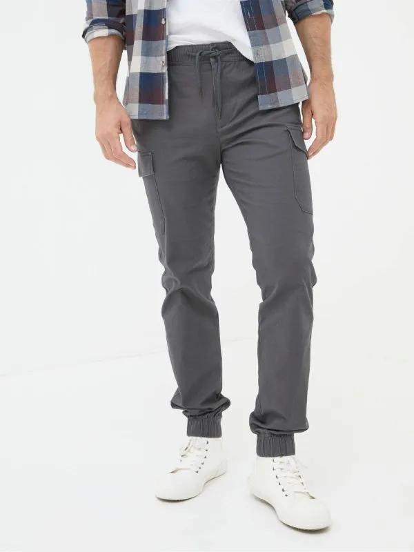 Fat Face Trousers Men Kent Grey Cuffed Cargo Trousers