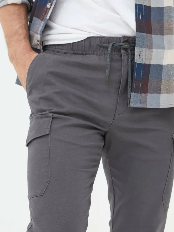 Fat Face Trousers Men Kent Grey Cuffed Cargo Trousers