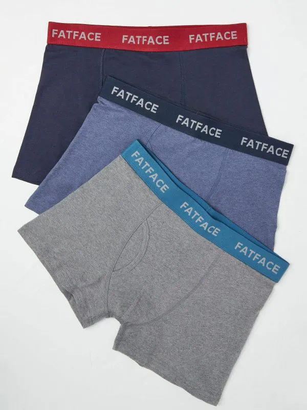 Fat Face Underwear Men BlueGrey Cotton Boxers 3 Pack