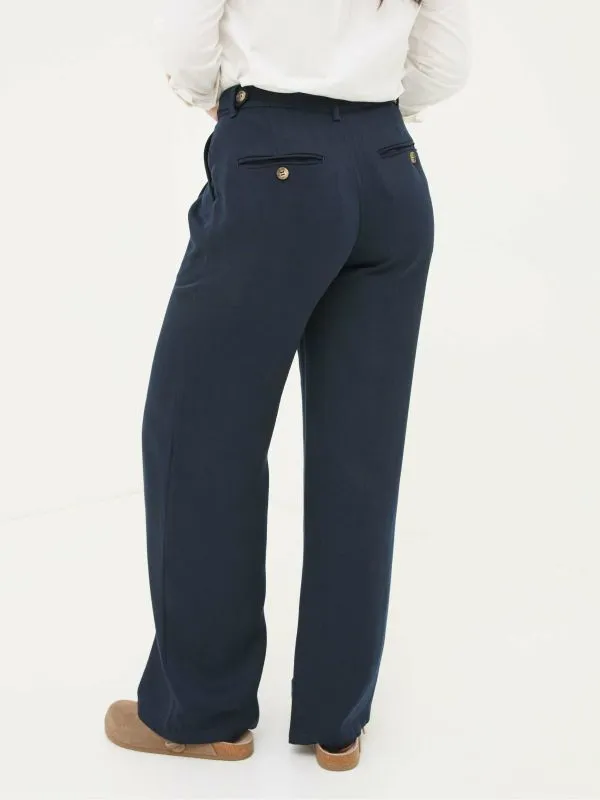 Fat Face Wonderment Collection Women Navy Ginger Wide Leg Drape Trousers