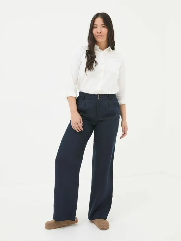 Fat Face Wonderment Collection Women Navy Ginger Wide Leg Drape Trousers