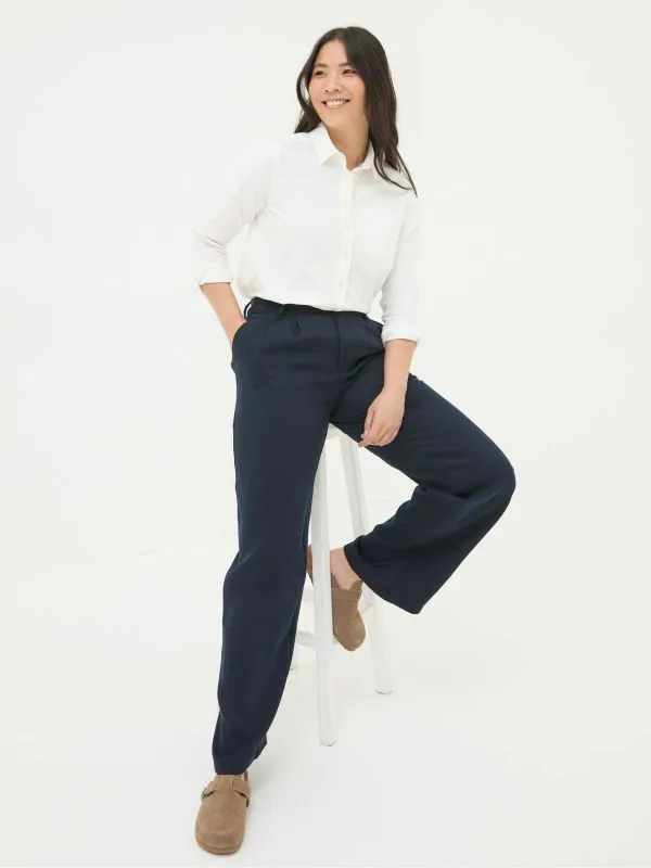 Fat Face Wonderment Collection Women Navy Ginger Wide Leg Drape Trousers