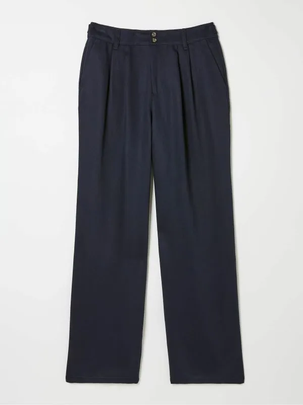 Fat Face Wonderment Collection Women Navy Ginger Wide Leg Drape Trousers