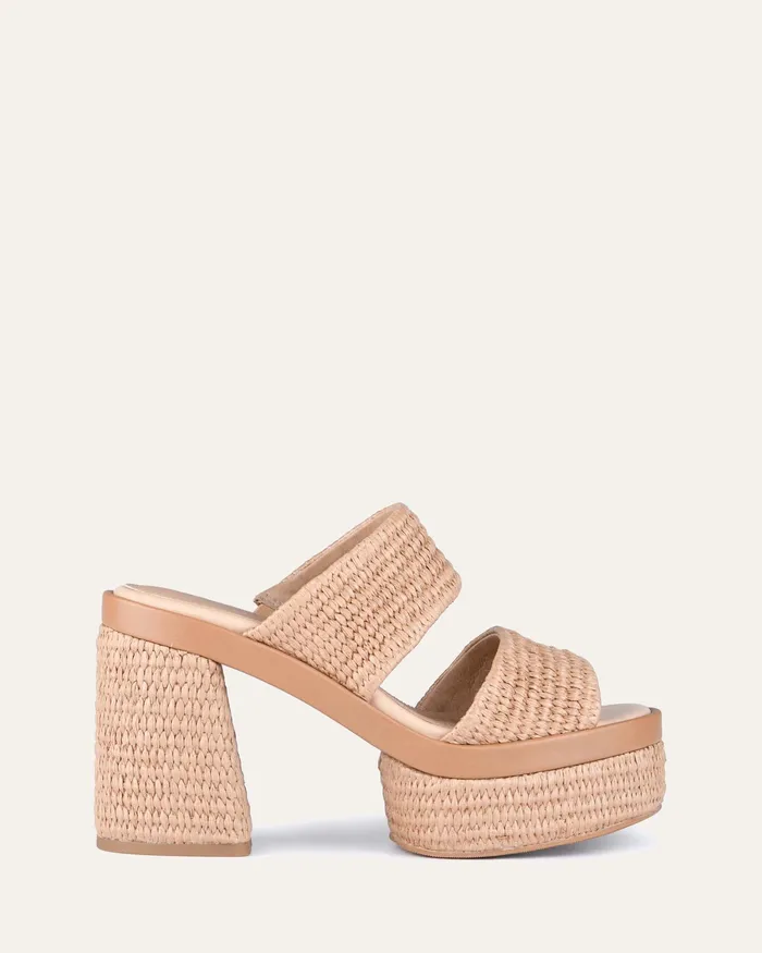 Felicity high heel platform sandals tan raffia HIGH SANDALS jomercer Women