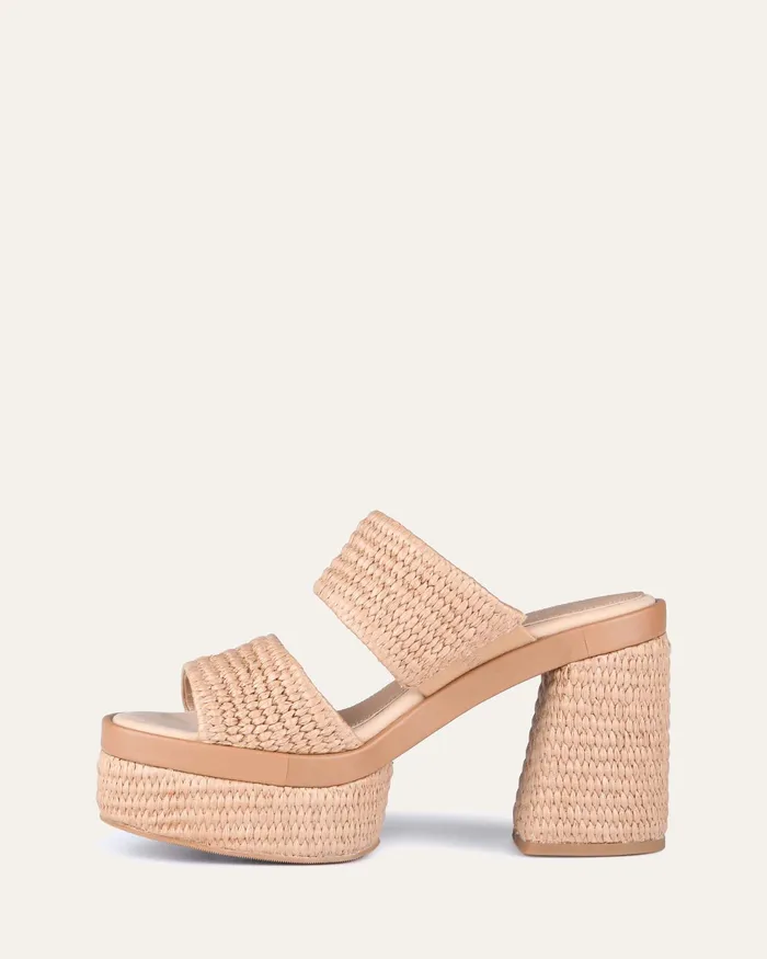 Felicity high heel platform sandals tan raffia HIGH SANDALS jomercer Women