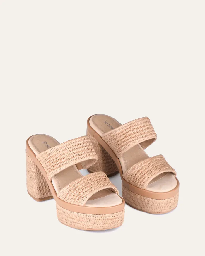 Felicity high heel platform sandals tan raffia HIGH SANDALS jomercer Women