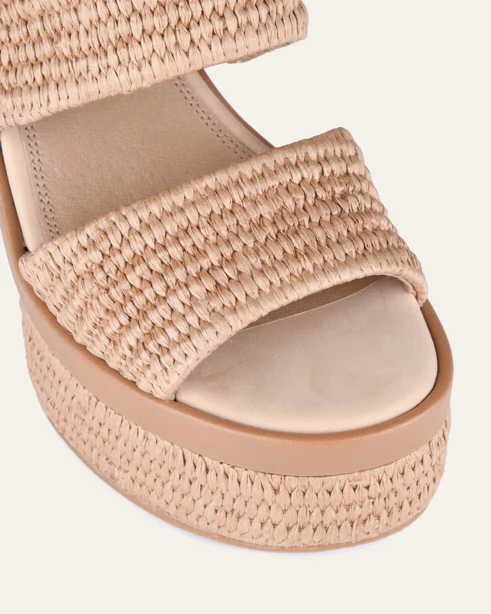 Felicity high heel platform sandals tan raffia HIGH SANDALS jomercer Women