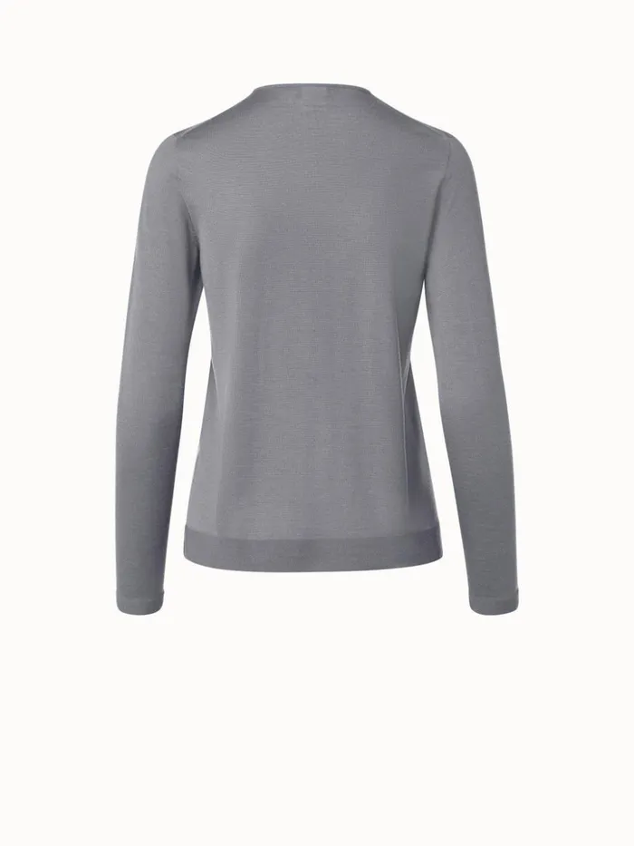 Fine Gauge Cashmere Silk Pullover Smoke Women Akris Cashmere