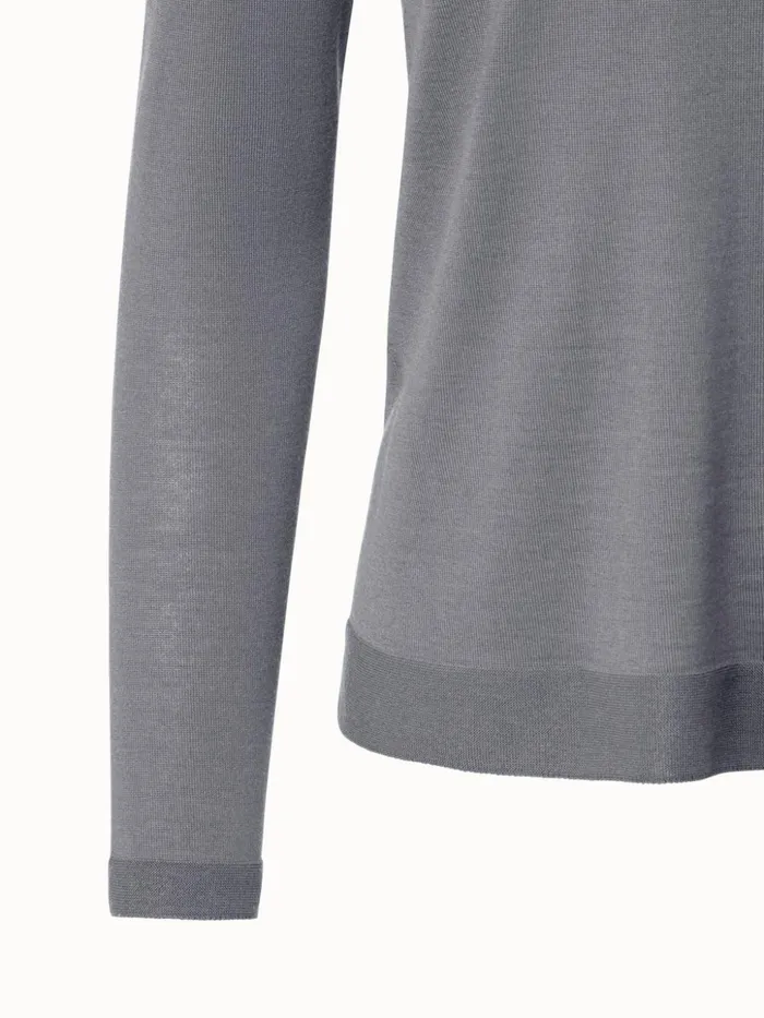 Fine Gauge Cashmere Silk Pullover Smoke Women Akris Cashmere