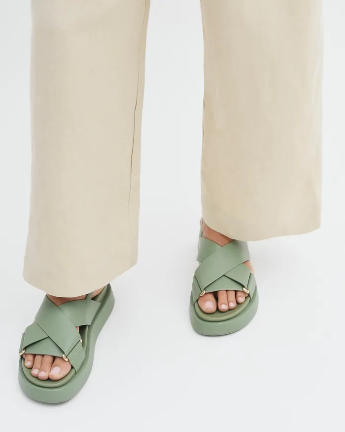 FLAT SANDALS Marley flat sandals pistachio green leather jomercer Women FLAT SANDALS Marley flat sandals pistachio green leather jomercer Women