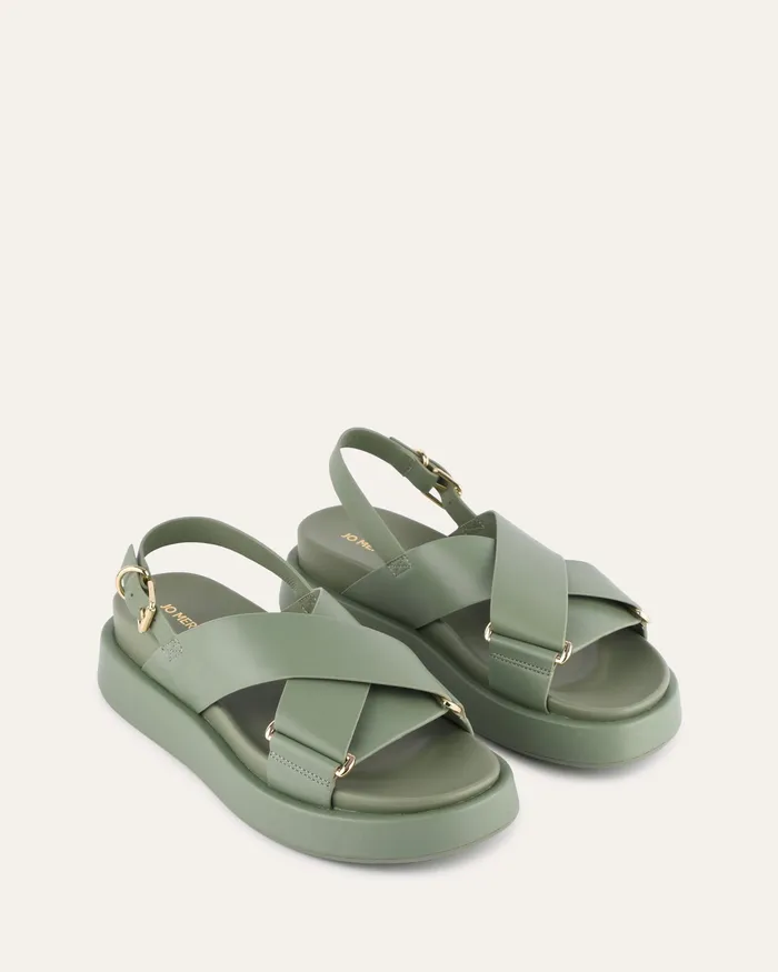 FLAT SANDALS Marley flat sandals pistachio green leather jomercer Women FLAT SANDALS Marley flat sandals pistachio green leather jomercer Women