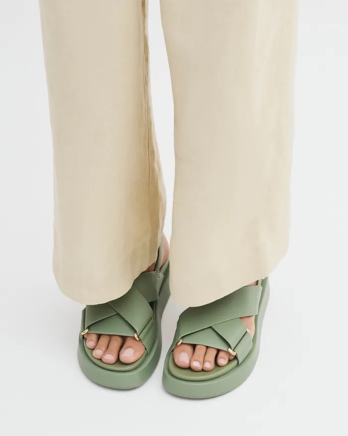 FLAT SANDALS Marley flat sandals pistachio green leather jomercer Women FLAT SANDALS Marley flat sandals pistachio green leather jomercer Women