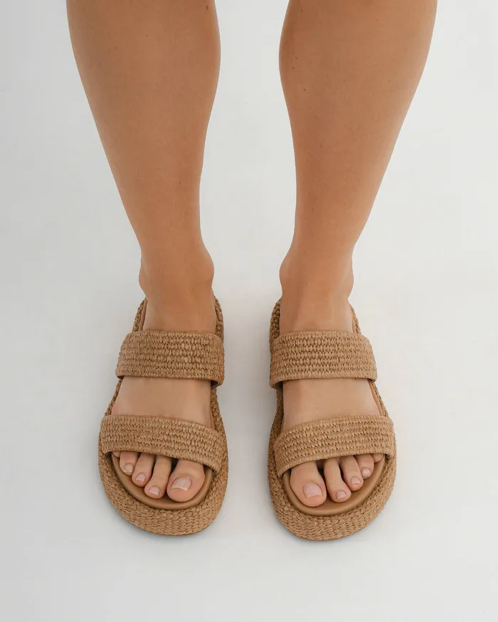 FLAT SANDALS Women jomercer Marco flat sandals tan raffia