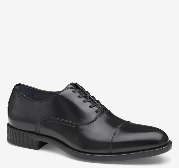 Flynch Cap Toe Black Italian Calfskin Dress Shoes Johnston and Murphy Men