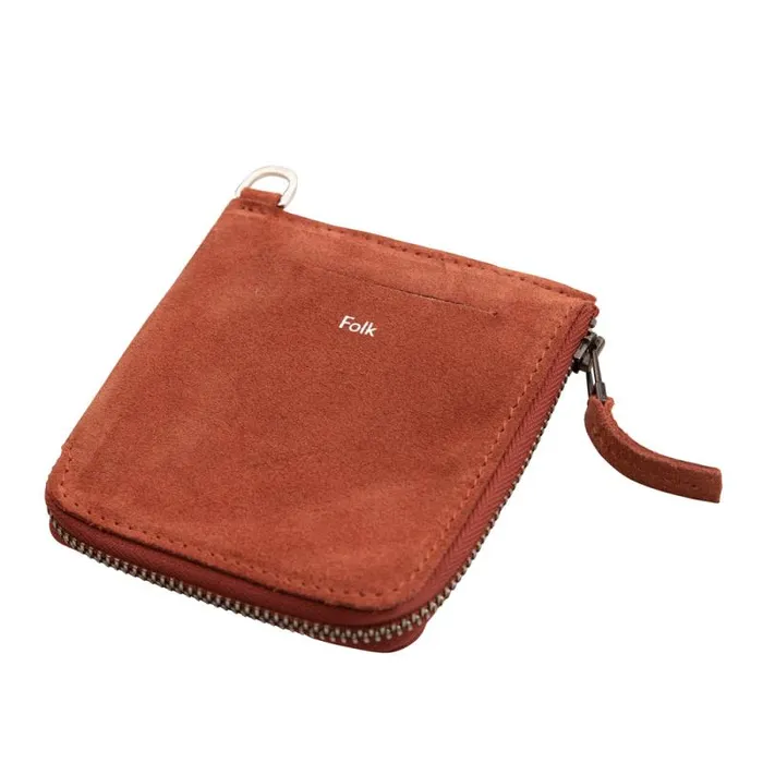Folk Clothing Bags and Wallets Zip Wallet 8211 Red Suede 8211 Mens