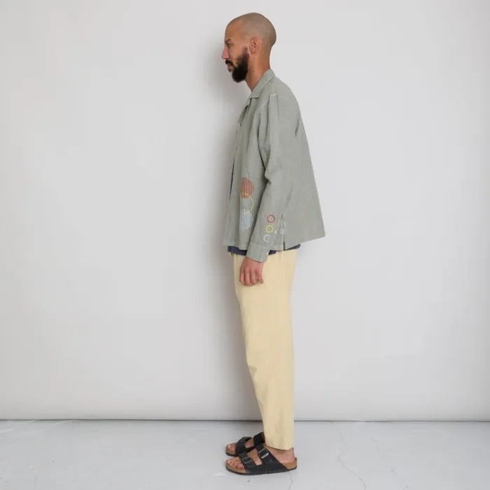 Folk Clothing Shirts LS Soft Collar Shirt 8211 Olive Sun Embroidery DP 8211 Mens