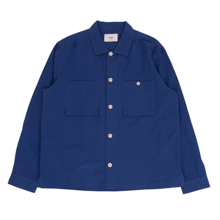 Folk Clothing Shirts Patch Overshirt 8211 Blue Crinkle 8211 Mens