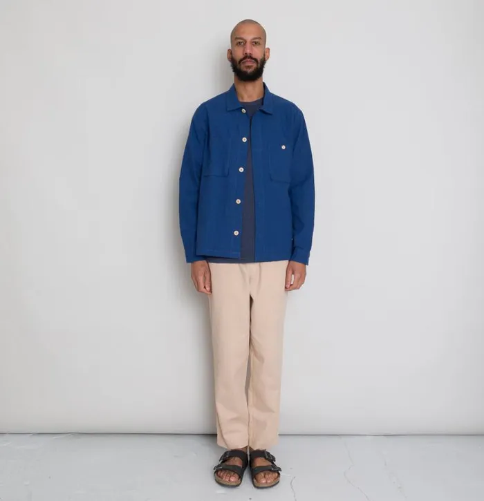 Folk Clothing Shirts Patch Overshirt 8211 Blue Crinkle 8211 Mens