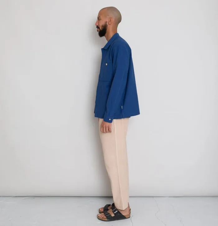 Folk Clothing Shirts Patch Overshirt 8211 Blue Crinkle 8211 Mens